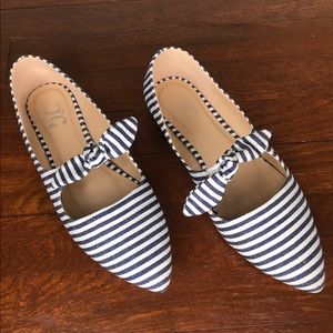 Navy Nautical stripe flats